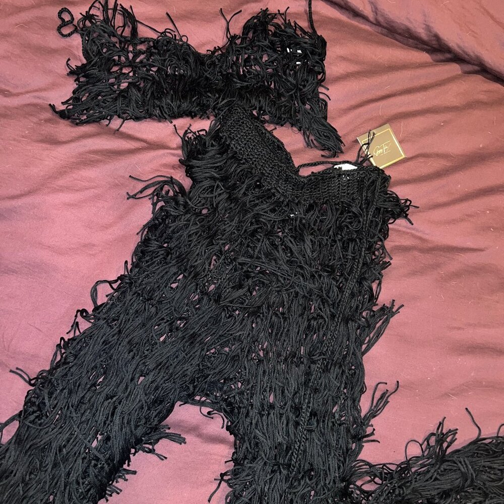Fringe beach/festival crop top and pants set - NWT